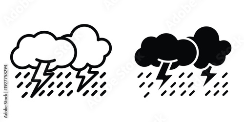 Thunderstorm icon set different style collection for web Ui. EPS10