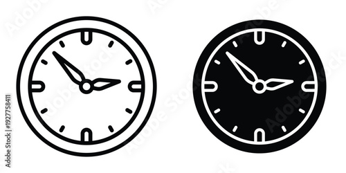Time clock icon set different style collection for web Ui. EPS10