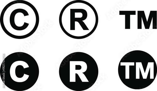 Copyright Trademark Registered Symbols Set On White Background Keywords: copyright symbol, registered symbol, trademark symbol, c
