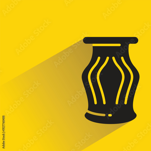 ceramic vase icon with shadow on yellow background