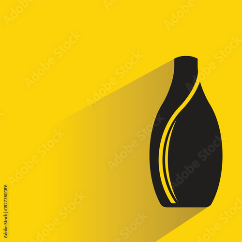ceramic vase icon with shadow on yellow background
