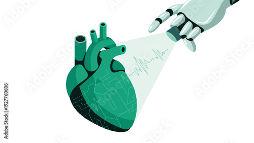 Artificial Intelligence Robot Hand Scanning Human Heart for Advanced Medical Diagnostics and Future Healthcare Technology Development