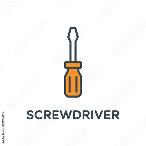 Simple illustration of an orange and black screwdriver on a white background