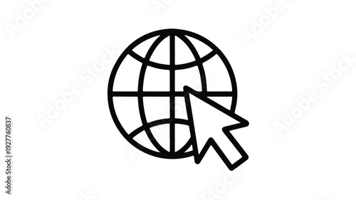 Navigating the digital world A mouse cursor points to a globe, symbolizing global internet connectivity, web access, and online interaction