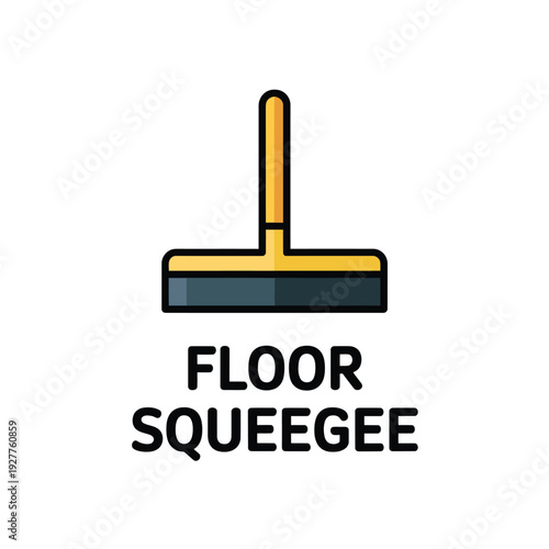 Simple illustration of a floor squeegee with text labeling