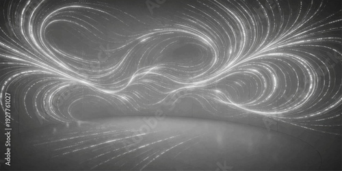 An abstract black and white fractal background featuring smooth silk waves and a flowing satin texture with soft curves in a luxury liquid motion design