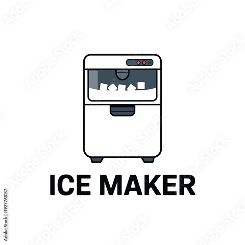 Simple illustration of a white countertop ice maker appliance