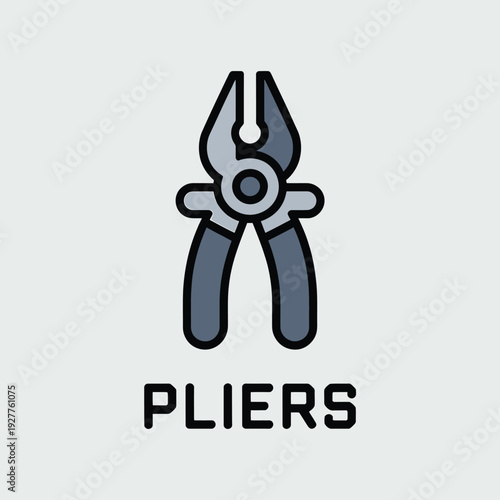 A simple colorful icon depicts a pair of pliers with label