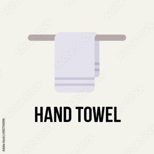 A simple illustration of a folded white hand towel hanging on a rack