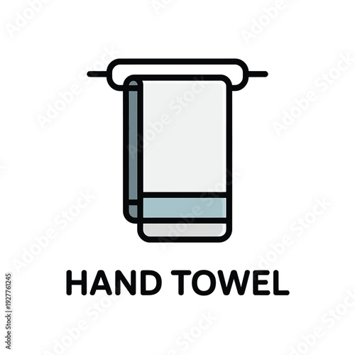 Simple line drawing depicting a folded white towel on a rack