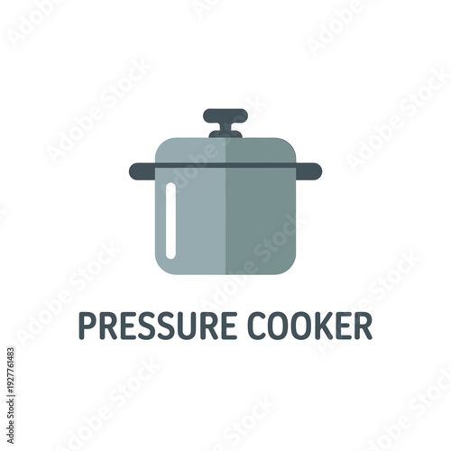 Simple illustration of a gray pressure cooker with text below the image