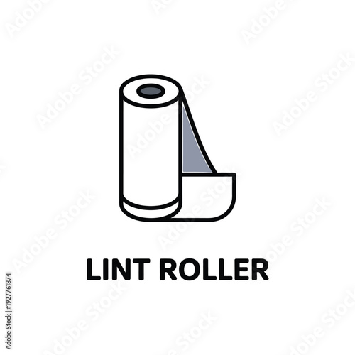 Simple illustration of a white lint roller with gray adhesive sheet