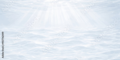 An abstract winter background featuring a fresh texture of white snow and frozen ice crystals under a clear blue sky with soft clouds