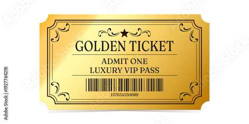 Luxury gold ticket and coupon template vector isolated.