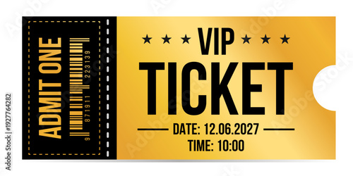 Luxury gold ticket and coupon template vector isolated.