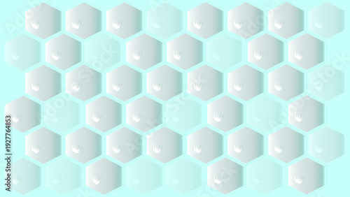 hexagon pattern. Seamless background. Abstract honeycomb background in grey color  Blue bright energy flashes under hexagon in modern technology futuristic background vector illustration. White honeyc