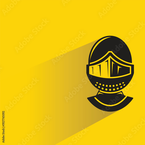 Roman soldier helmet icon with shadow on yellow background