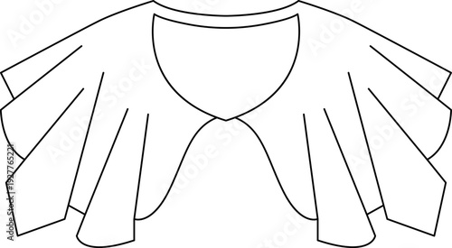 Types and styles of collars, clothing design. Vector line icon collection style guide