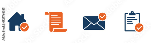 Professional Vector Icons for Security, Certification, Confirmation, and Document Inspection, Minimal Flat Style Illustration