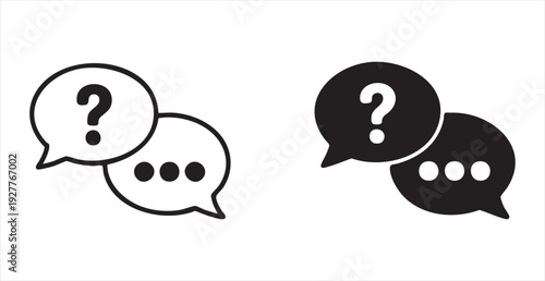Question mark and dots speech bubble icons representing customer support and ongoing conversations