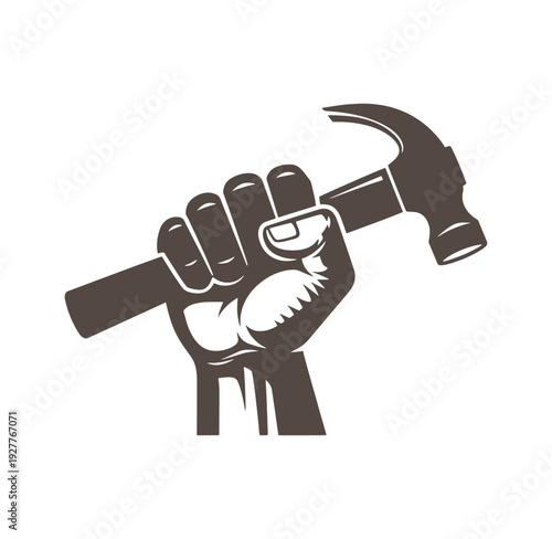 hand holding a hammer fist gripping a tool