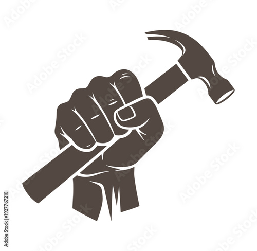 hand holding a hammer for construction and repair work