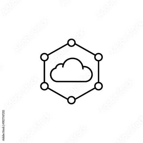 Cloud Services Network Icon Black And White Vector Illustration For Cloud Computing And Data Storage