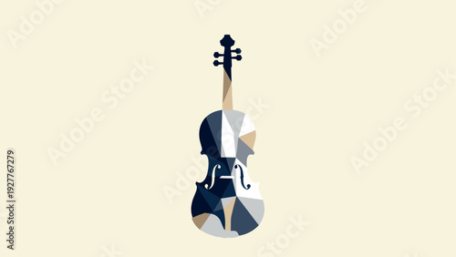 abstract violin instrument with geometric shapes hand drawn contemporary design