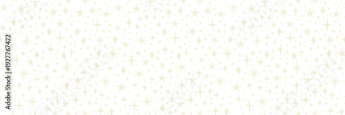 Pastel yellow stars scattered seamless pattern banner background