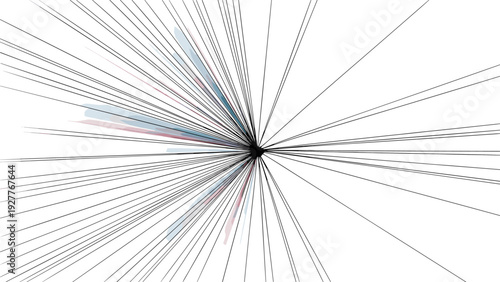 black lines radiating from a central point with subtle blue and red shades minimalist abstract linear background
