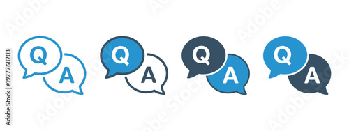 Questions and Answers Vector Icon, Minimal Speech Bubble with Q and A Letters for Help Desk, FAQ, Chat, and Online Support Design.
