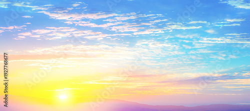 パステル調の朝焼け空