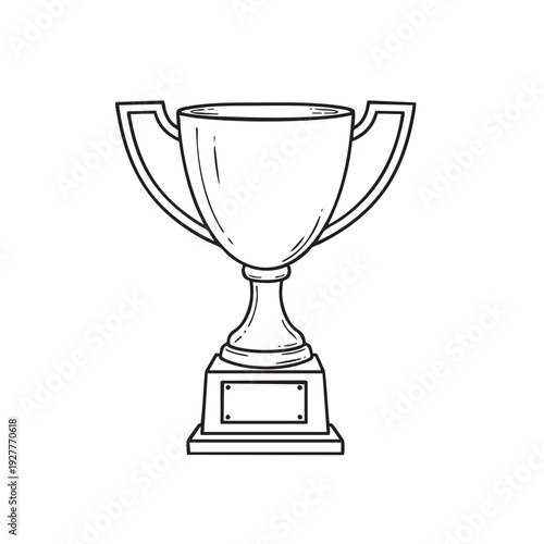 Golden trophy cup line art vector illustration