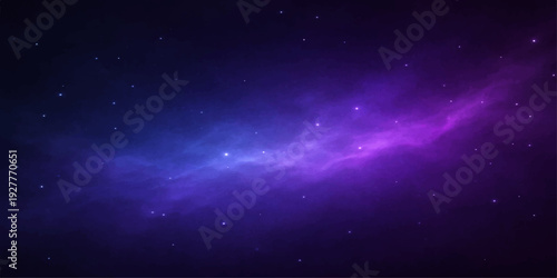 Abstract blue space background with bright stars and glowing nebula in the dark night sky of the universe