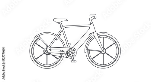 Simple bicycle line art illustration.