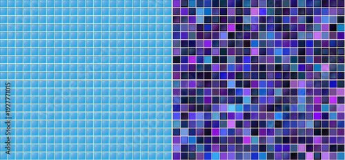 Blue tile design for wall and floor in kitchen, bathroom, toilet and living room. Clean square ceramic tiled grid pattern. Vector flat illustration