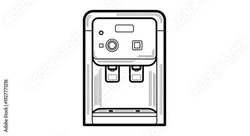 Line art illustration of a water cooler dispenser