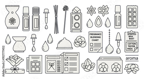 Collection of aroma and fragrance related icons