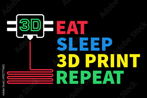 Eat Sleep 3D Print Repeat vector 3D Printing concept horizontal banner