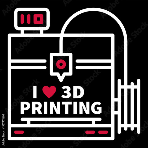 I Heart 3D Printing banner. Vector Additive Manufacturing concept illustration