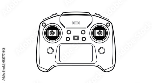 Line art illustration of a drone remote controller with joysticks