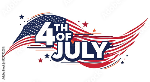 4th of July patriotic text banner