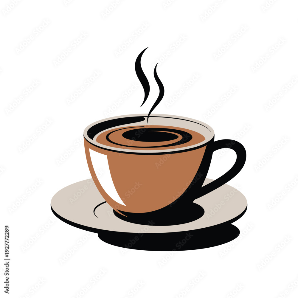 Obraz premium Steaming Cup of Coffee on a Saucer with Swirling Dark Brown Liquid drink