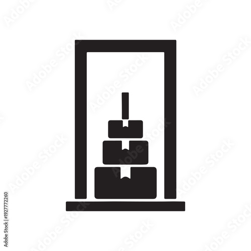 Stacked boxes within a rectangular frame representing storage or inventory
