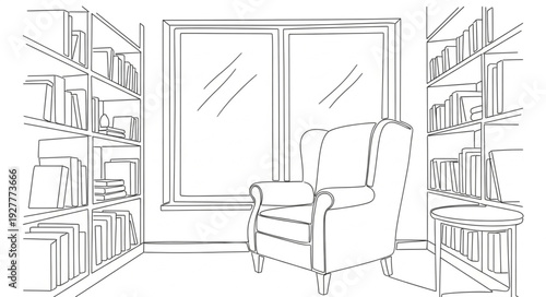 Armchair in a Library Room.