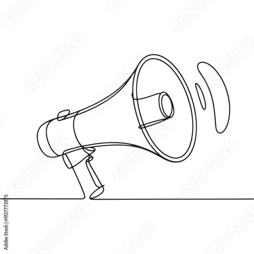 Megaphone drawing with sound waves
