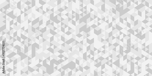 Abstract geometric wall tile and metal cube background triangle wallpaper. Seamless geometric pattern low polygon backdrop background. Gray diamond overlap polygonal background.