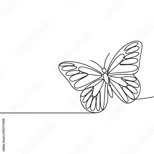 Beautiful butterfly wings in a single line drawing 
