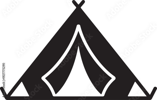 Camping tent at outdoor camp or tipi, teepee flat icon for apps and websites