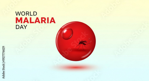 World malaria day awareness concept with red blood cell and mosquito